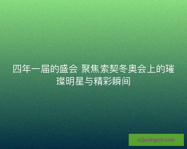四年一届的盛会 聚焦索契冬奥会上的璀璨明星与精彩瞬间