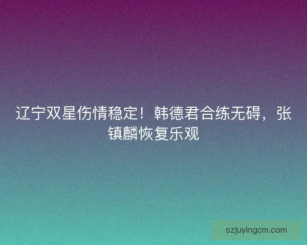 辽宁双星伤情稳定！韩德君合练无碍，张镇麟恢复乐观